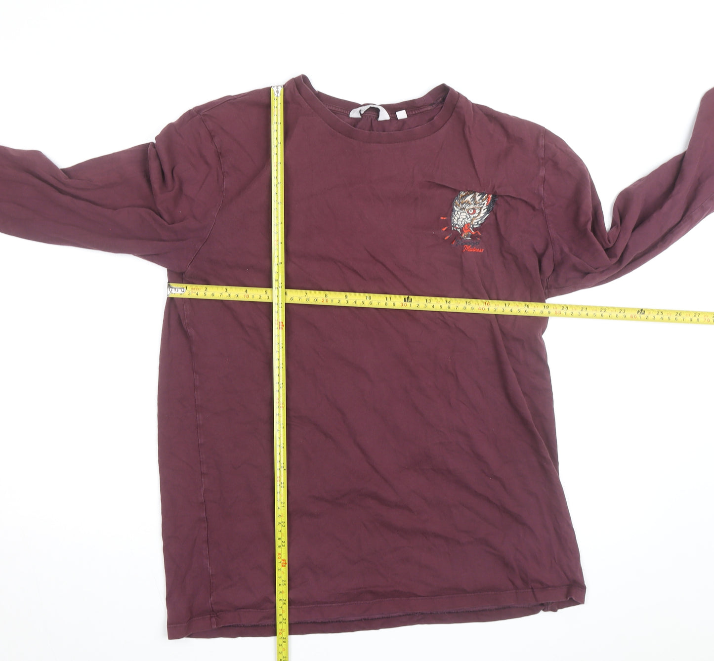 Next Men’s Red Long Sleeve Regular Fit Cotton Wolf Top Size L