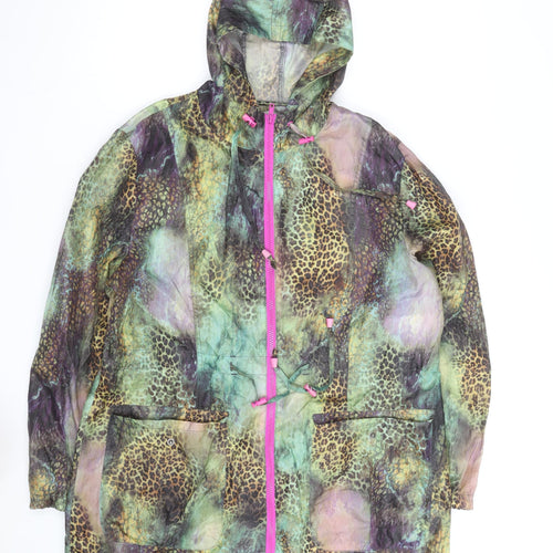 Love Label Women’s Multicoloured Animal Print Hooded Rain Jacket Size 14