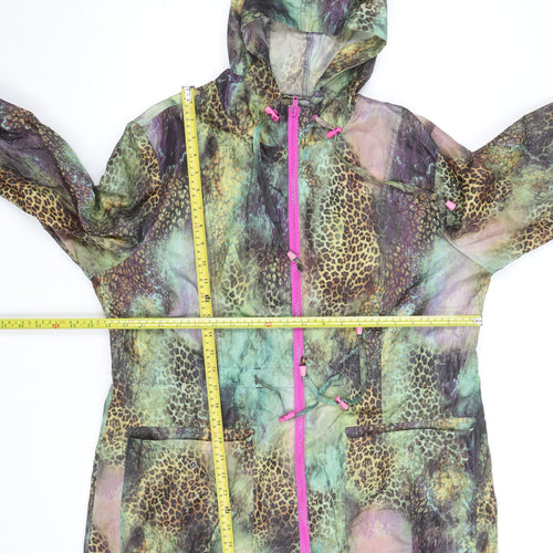 Love Label Women’s Multicoloured Animal Print Hooded Rain Jacket Size 14