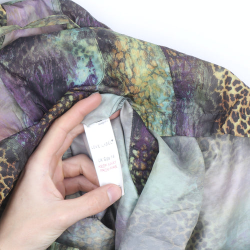 Love Label Women’s Multicoloured Animal Print Hooded Rain Jacket Size 14