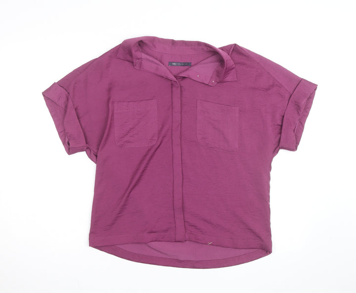 Marks and Spencer Women’s Purple Short Sleeve Collared Blouse Size 10