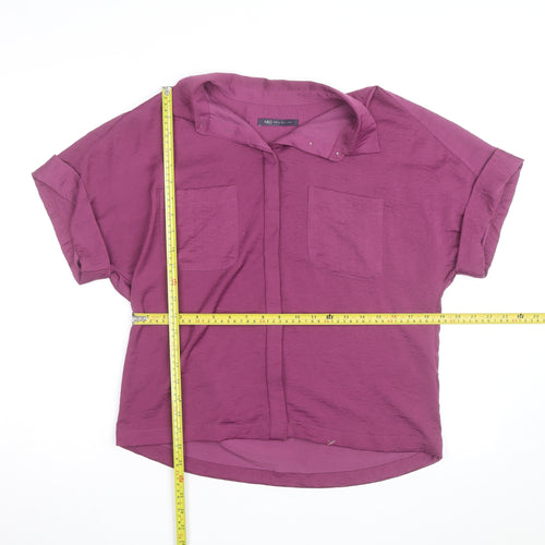 Marks and Spencer Women’s Purple Short Sleeve Collared Blouse Size 10