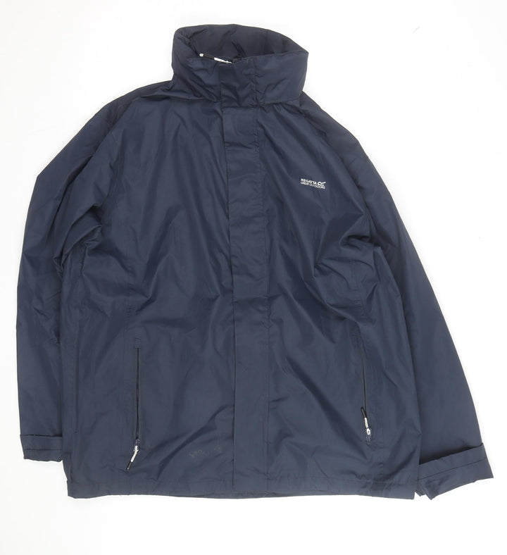 Regatta Men's Blue Waterproof Hooded Rain Jacket L