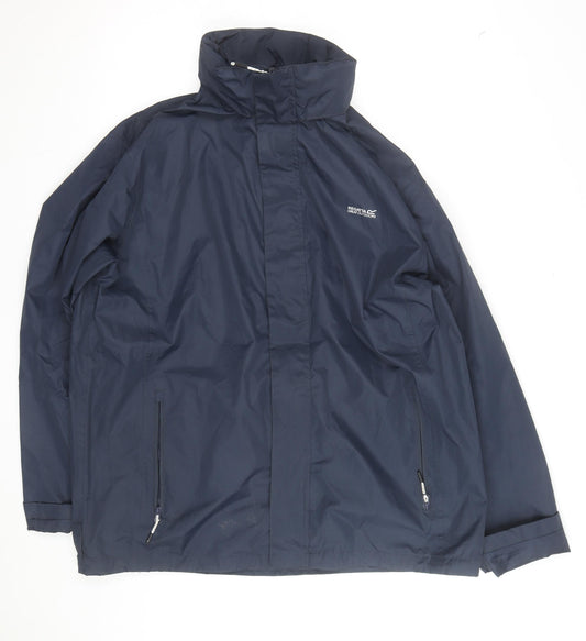 Regatta Men's Blue Waterproof Hooded Rain Jacket L