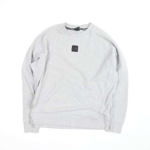 Under Armour Men's Grey Pullover Sweatshirt Size L Crew Neck Zip Detail