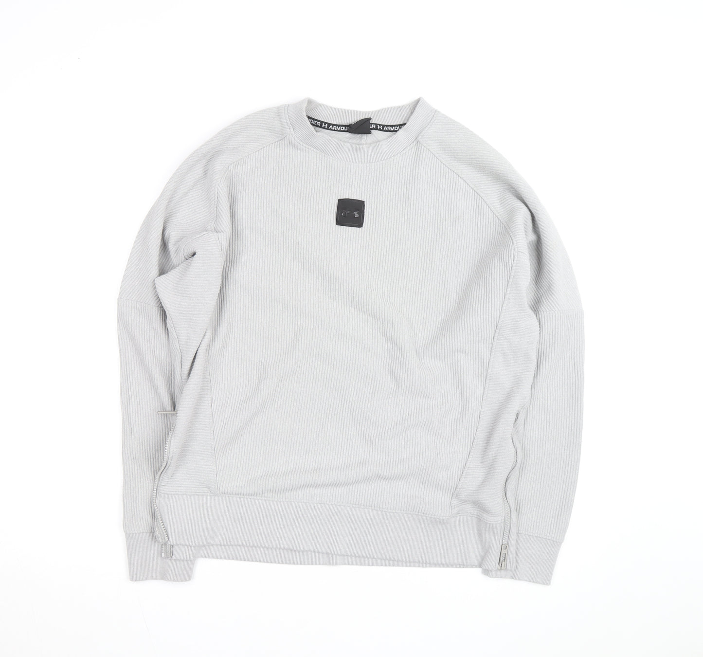 Under Armour Men's Grey Pullover Sweatshirt Size L Crew Neck Zip Detail