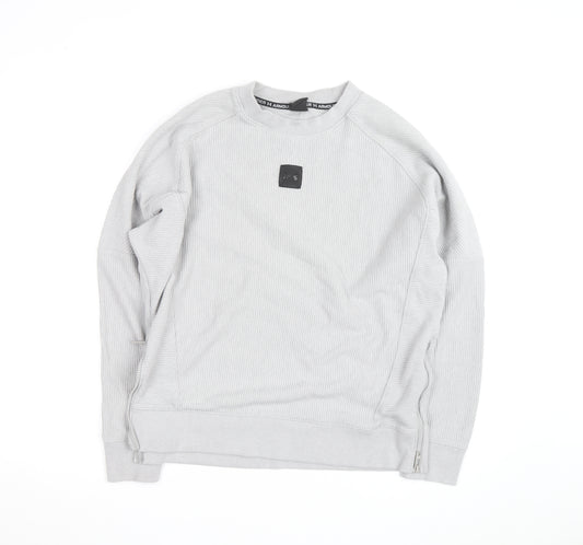 Under Armour Men's Grey Pullover Sweatshirt Size L Crew Neck Zip Detail