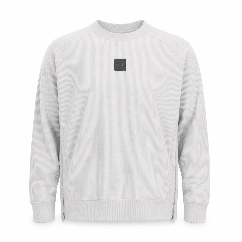 Front view of Under Armour Men's Grey Pullover Sweatshirt, size L, Crew Neck Zip Detail