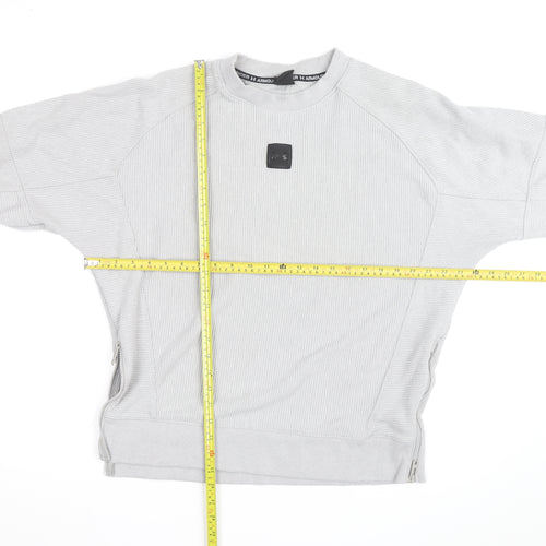 Under Armour Men's Grey Pullover Sweatshirt Size L Crew Neck Zip Detail
