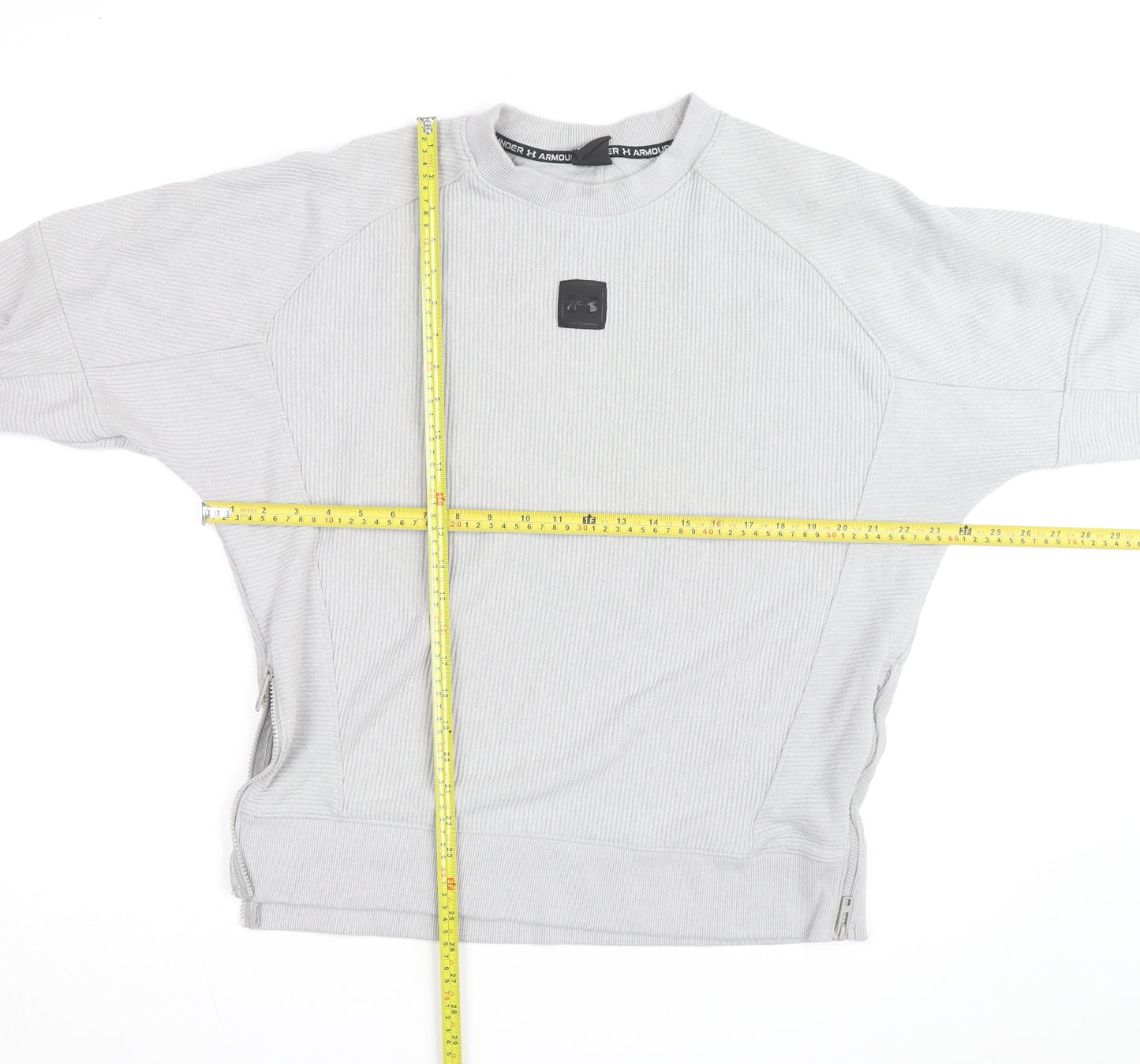 Under Armour Men's Grey Pullover Sweatshirt Size L Crew Neck Zip Detail