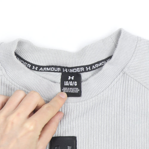 Under Armour Men's Grey Pullover Sweatshirt Size L Crew Neck Zip Detail