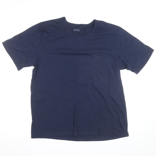 Hugo Boss Men's Blue XL Crew Neck Cotton T-Shirt