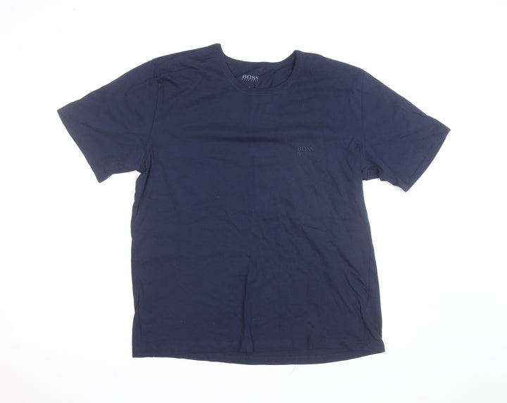 Hugo Boss Men's Blue XL Crew Neck Cotton T-Shirt