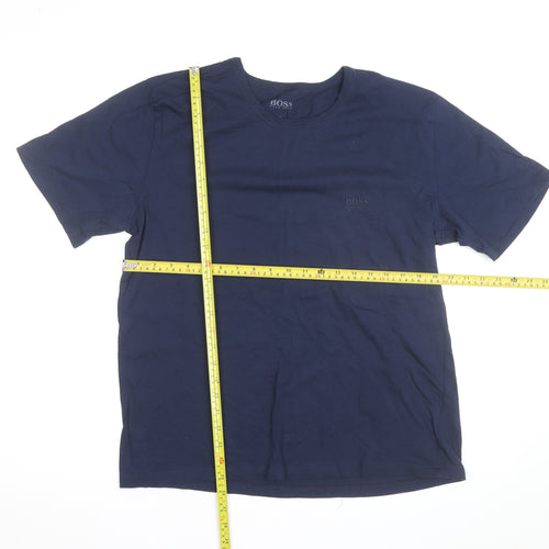 Hugo Boss Men's Blue XL Crew Neck Cotton T-Shirt