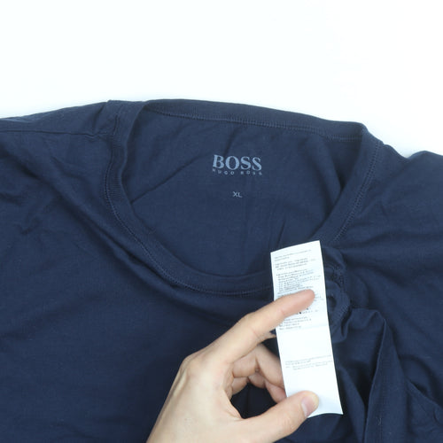 Hugo Boss Men's Blue XL Crew Neck Cotton T-Shirt