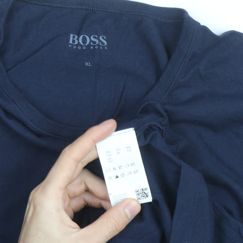 Hugo Boss Men's Blue XL Crew Neck Cotton T-Shirt