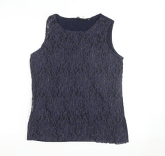 Dorothy Perkins Women's Blue Lace Sleeveless Blouse UK 16
