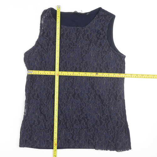 Dorothy Perkins Women's Blue Lace Sleeveless Blouse UK 16