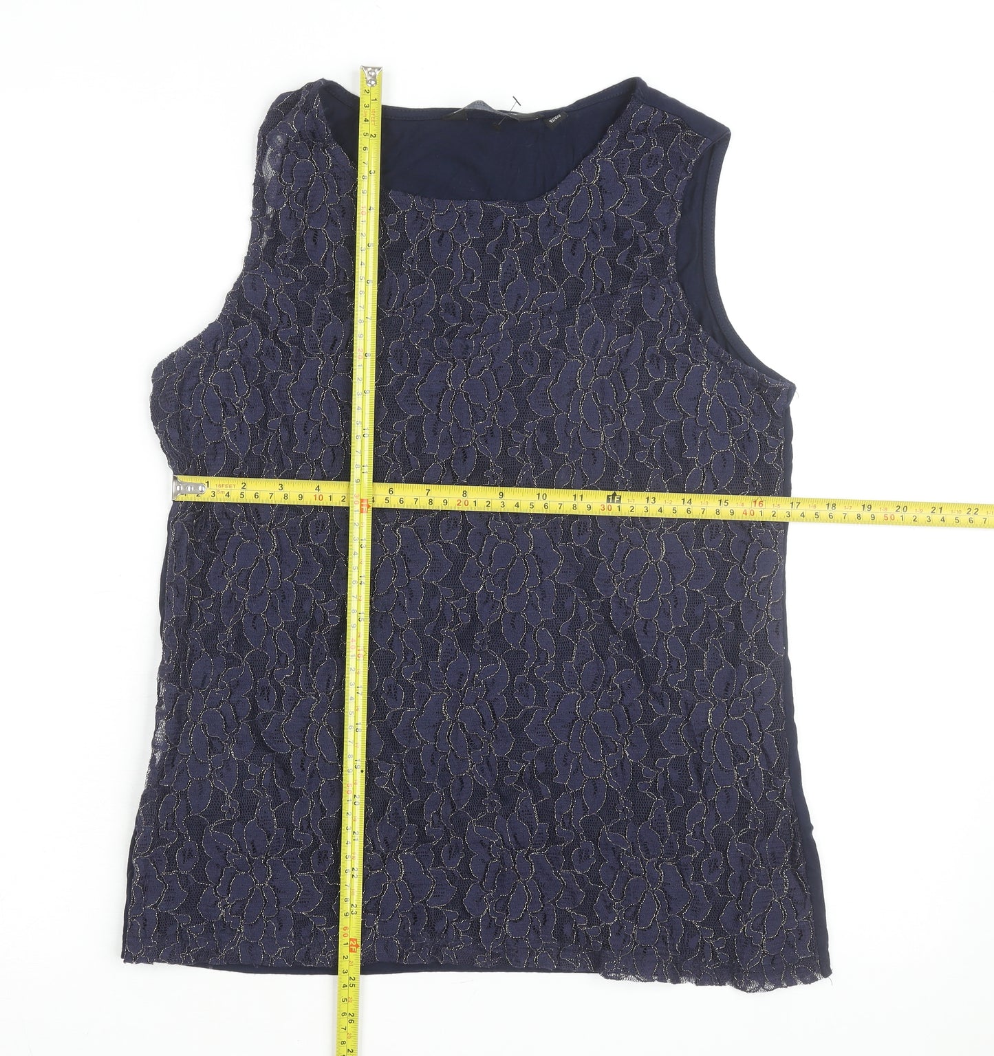 Dorothy Perkins Women's Blue Lace Sleeveless Blouse UK 16