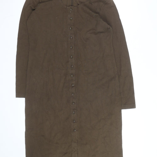 Peruvian Connection Women Brown L Shift Jersey Cotton Button Dress