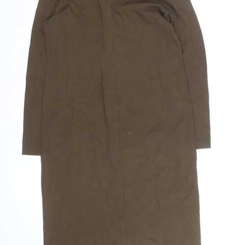 Peruvian Connection Women Brown L Shift Jersey Cotton Button Dress