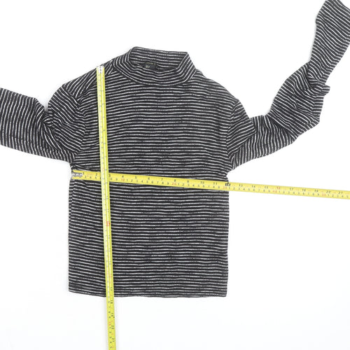 Forever 21 Womens Black Striped Mock Neck Long Sleeve Pullover Jumper Size S