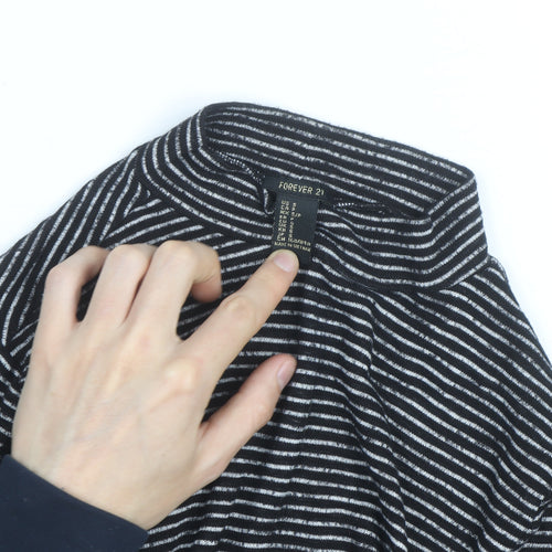 Forever 21 Womens Black Striped Mock Neck Long Sleeve Pullover Jumper Size S