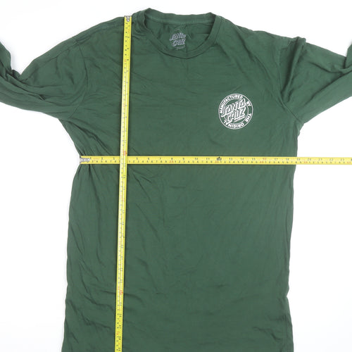 Santa Cruz Men's Green Long Sleeve Graphic Cotton Top L