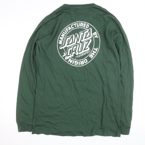 Santa Cruz Men's Green Long Sleeve Graphic Cotton Top L