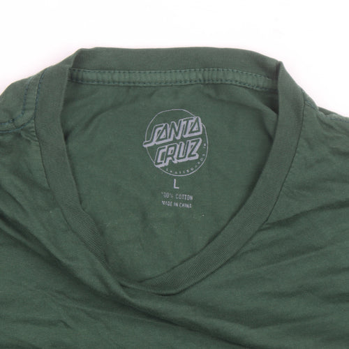 Santa Cruz Men's Green Long Sleeve Graphic Cotton Top L