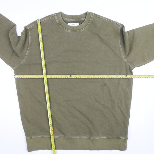 Marks and Spencer Men's Green XL Relaxed Fit Crew Neck Sweatshirt