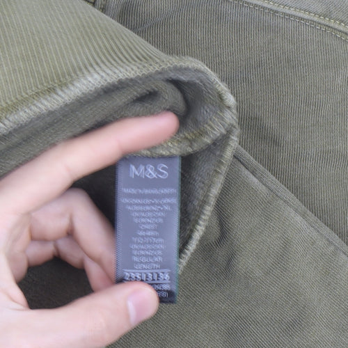 Marks and Spencer Men's Green XL Relaxed Fit Crew Neck Sweatshirt