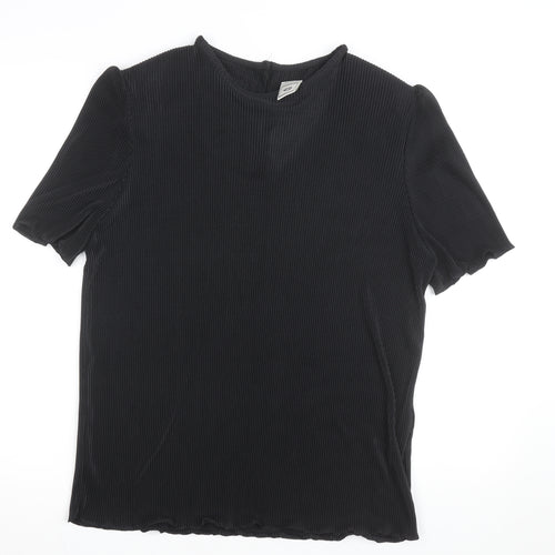 C&A Women’s Black Pleated Short Sleeve Blouse UK 20