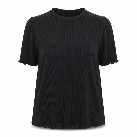 Front view of C&A Women’s Black Pleated Short Sleeve Blouse UK 20