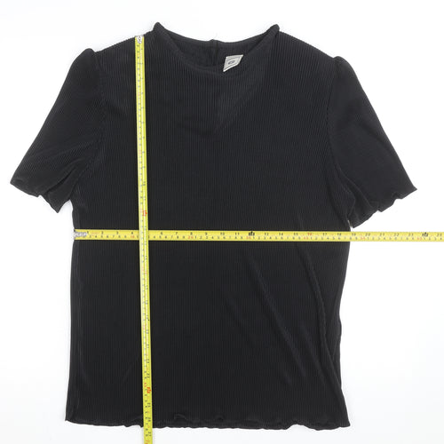 C&A Women’s Black Pleated Short Sleeve Blouse UK 20