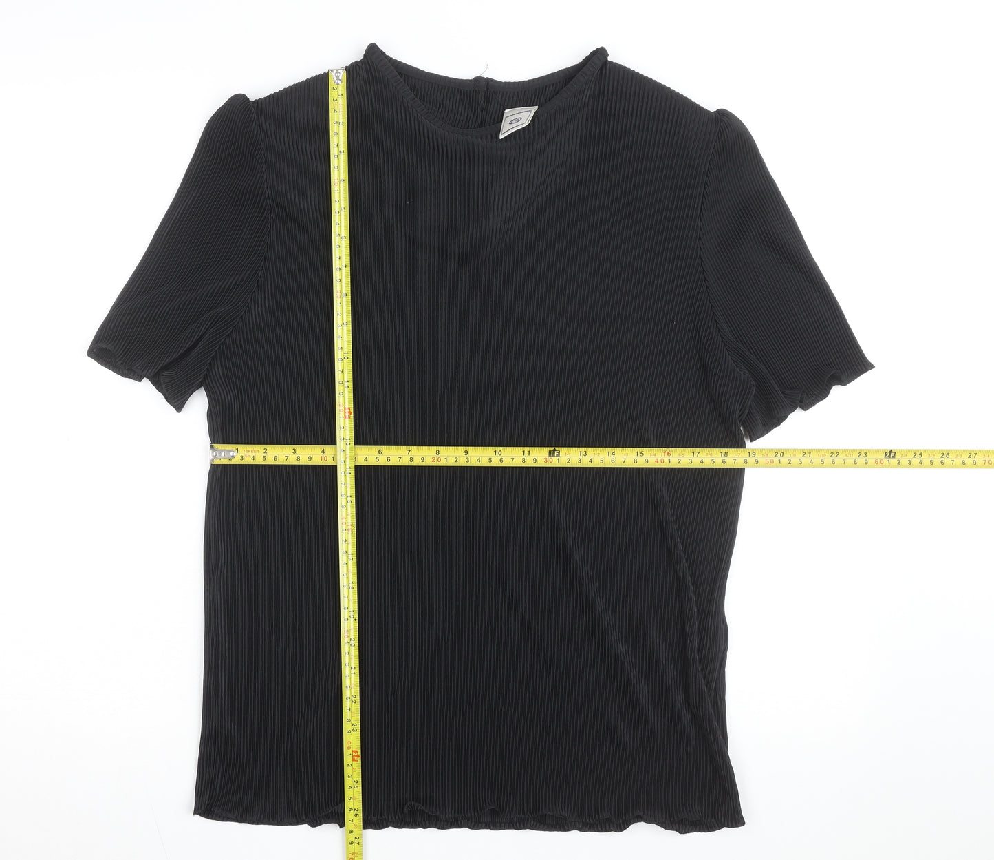 C&A Women’s Black Pleated Short Sleeve Blouse UK 20
