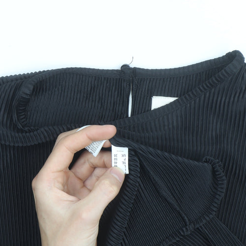 C&A Women’s Black Pleated Short Sleeve Blouse UK 20