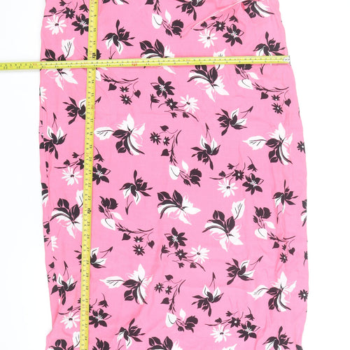 Marks and Spencer Women’s Pink Floral V-Neck Slip Dress Size 12