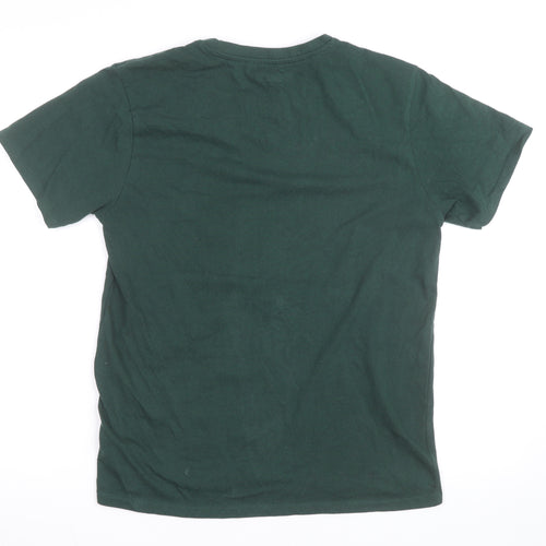 Peanuts Men's Green Snoopy Holiday Cheer Christmas T-Shirt Size M