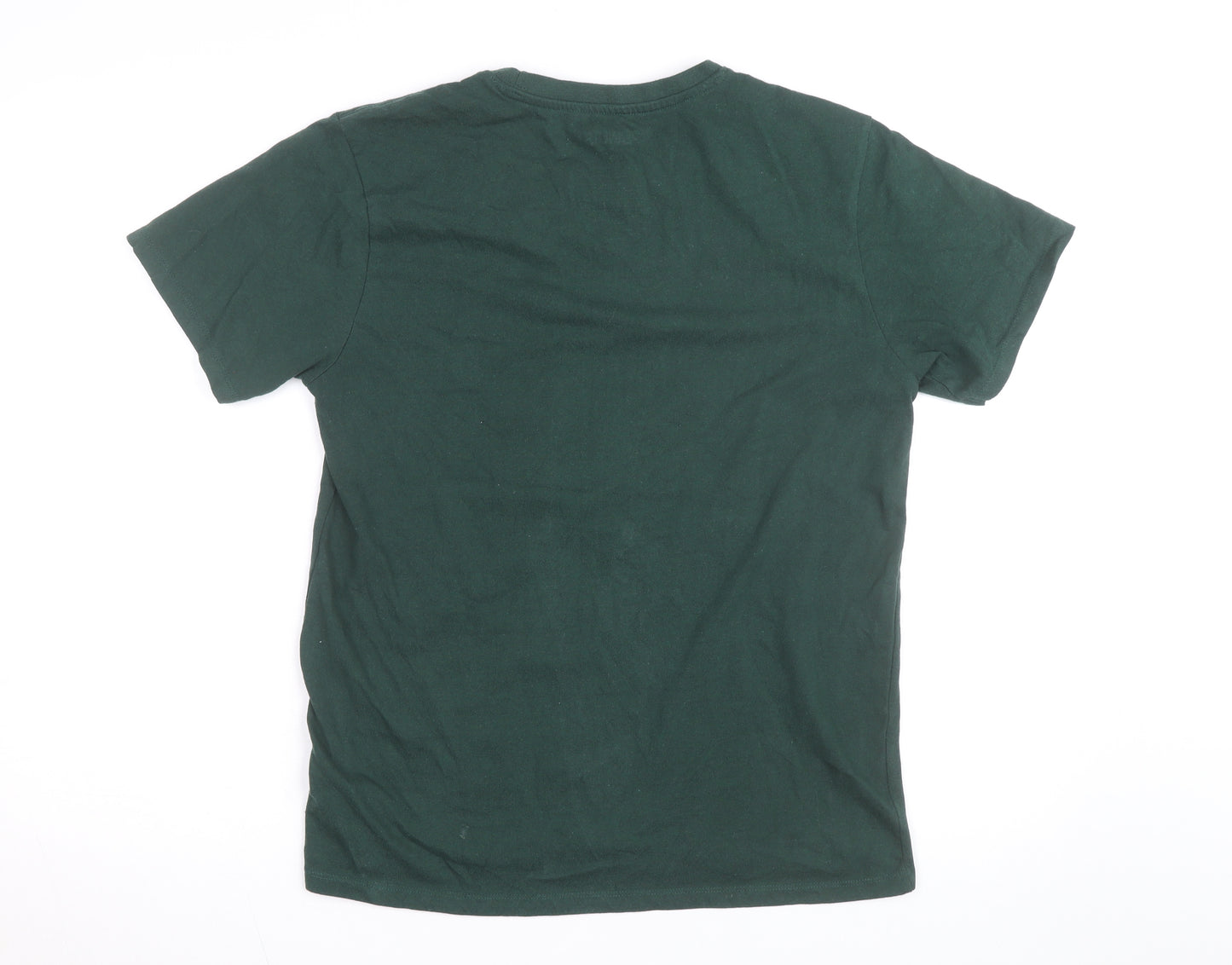 Peanuts Men's Green Snoopy Holiday Cheer Christmas T-Shirt Size M