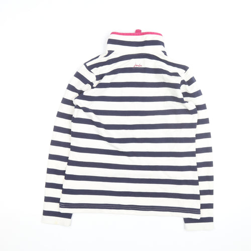 Joules Women's Navy Stripe 1/2 Zip Sweatshirt UK 10 Cotton Relaxed Fit