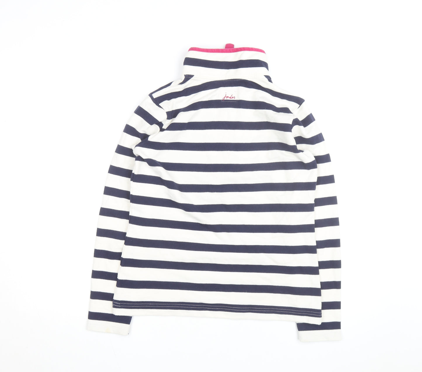 Joules Women's Navy Stripe 1/2 Zip Sweatshirt UK 10 Cotton Relaxed Fit