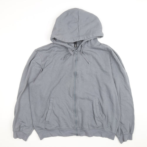 H&M Men's Grey Full Zip Relaxed Fit Hoodie XL