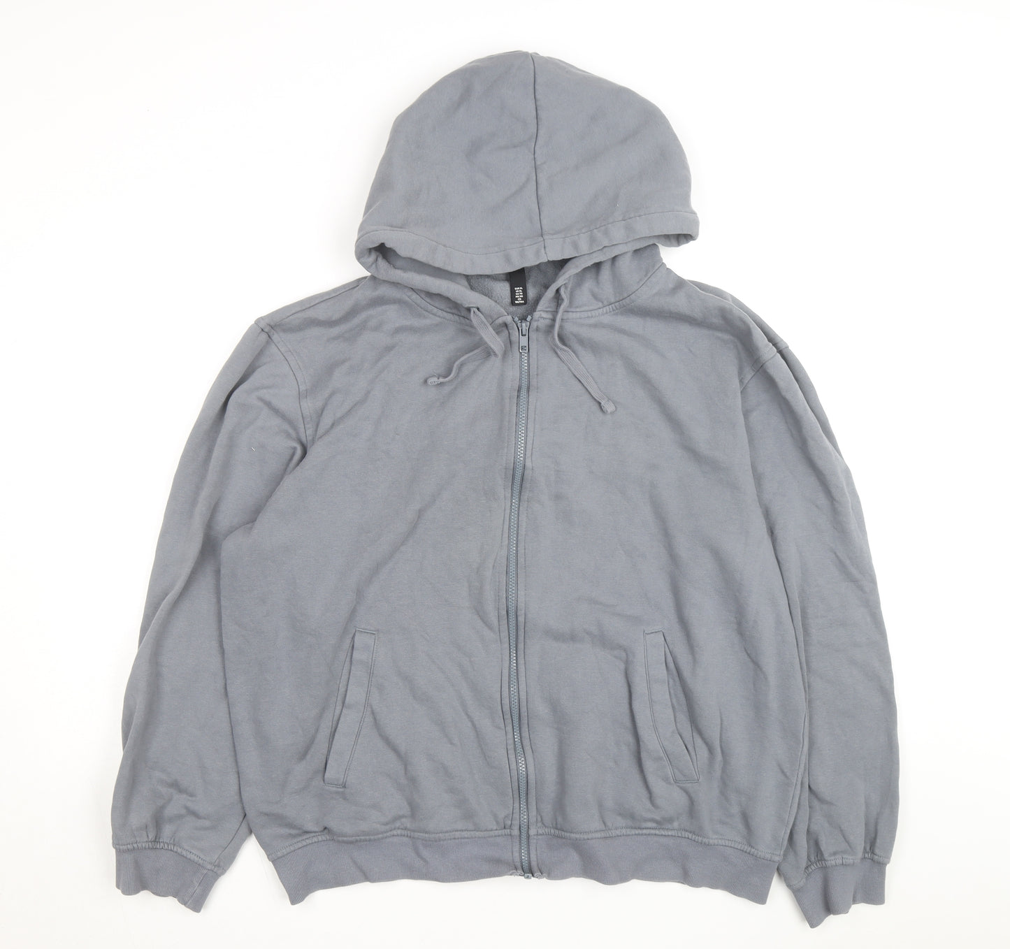 H&M Men's Grey Full Zip Relaxed Fit Hoodie XL