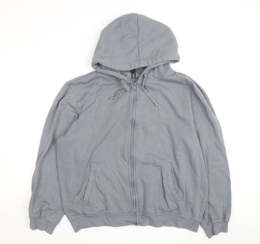 H&M Men's Grey Full Zip Relaxed Fit Hoodie XL