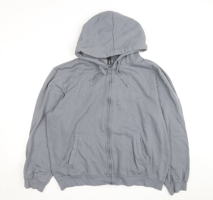 H&M Men's Grey Full Zip Relaxed Fit Hoodie XL