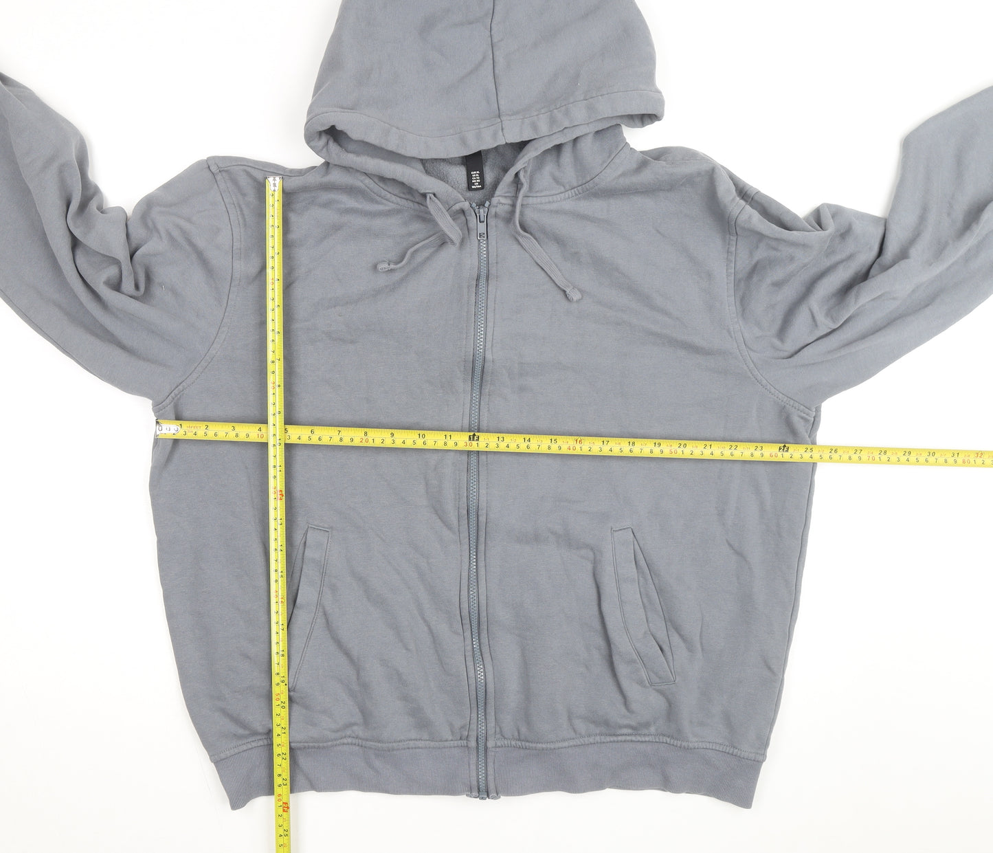 H&M Men's Grey Full Zip Relaxed Fit Hoodie XL
