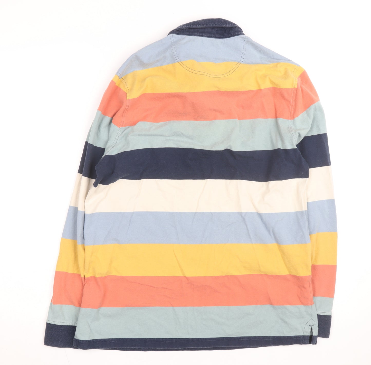 Marks and Spencer Men's Multicoloured Striped Cotton Rugby Shirt L
