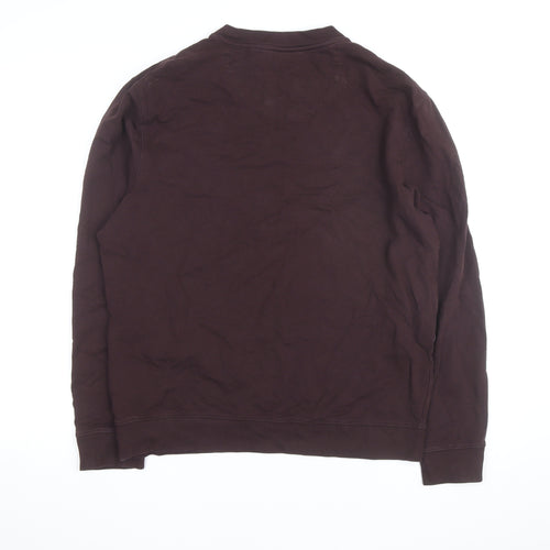 Next Men's Brown Cotton Long Sleeve Crew Neck Casual Top L