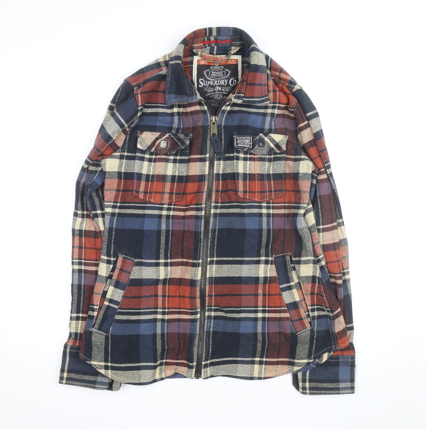 Superdry Men's Multicoloured Flannel Check Jacket L Zip Casual